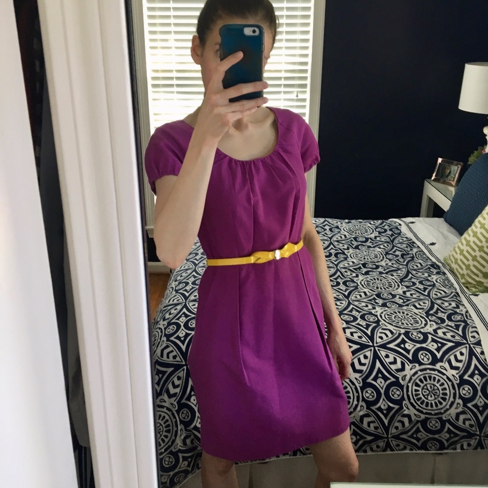 J.Crew Capsleeve Purple Scoopneck Dress w/ Pockets